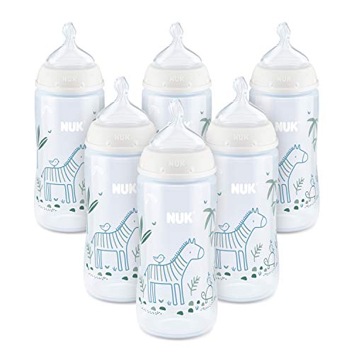 NUK Smooth Flow Bottle, Woodlands, 10OZ, 6PK, White Zebra