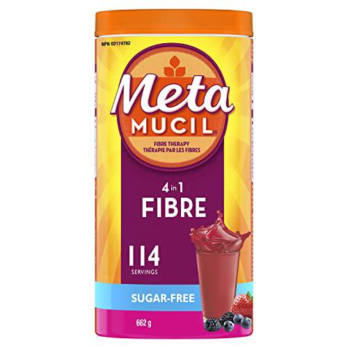 Metamucil, Daily Psyllium Husk Powder Supplement, Sugar-Free, 4-in-1 Fiber for Digestive Health, Berry Smooth Flavored Drink, 114 Servings