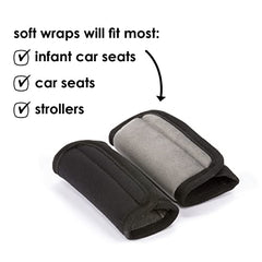 Diono Soft Wraps Car Seat Straps, Shoulder Pads for Baby, Infant, Toddler, 2 Pack Reversible Soft Seat Belt Cushion and Stroller Harness Covers Helps Prevent Strap Irritation, Black