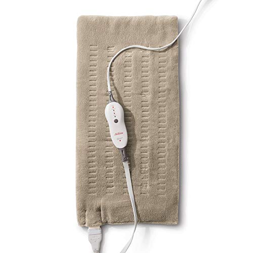 Sunbeam Premium King Size Heating Pad with Compact Storage, Moist Integrated Heating Pad for Pain Relief, Beige