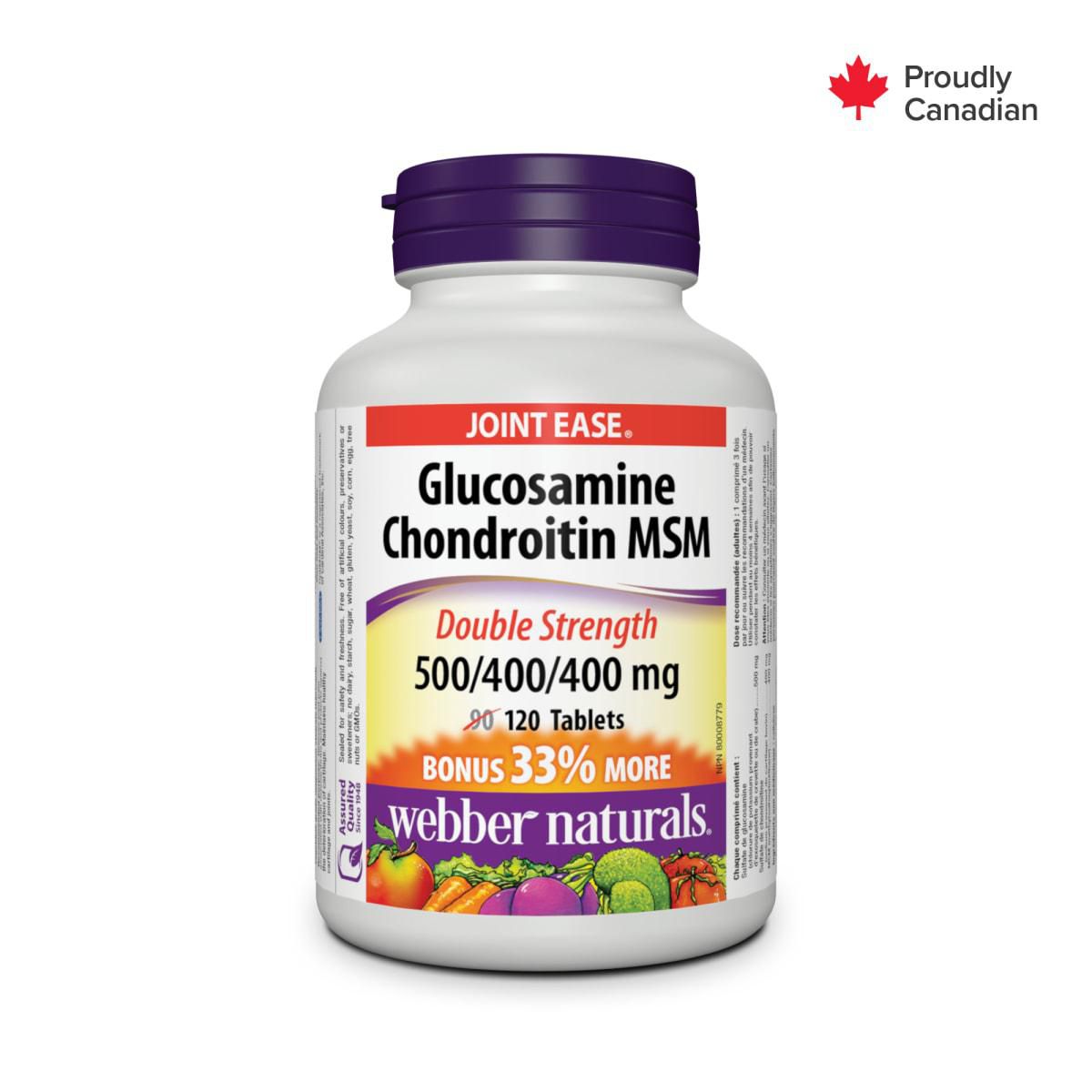 Webber Naturals® Glucosamine Chondroitin MSM Double Strength,  500/400/400 mg