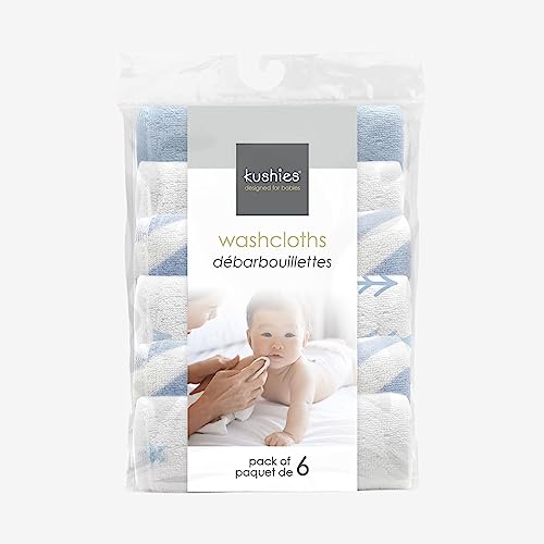 Kushies Baby Washcloths 6-Pack - White Washcloths for Face & Body - Ultra Soft Baby Washcloths/Towels - Newborn Baby Wash Cloth - Mini Baby Towel