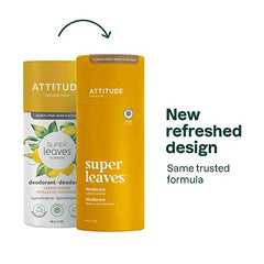 ATTITUDE Plastic-Free Deodorant, EWG Verified, Aluminum Free, Plant and Mineral-Based Ingredients, Vegan and Cruelty-free Personal Care Products, Lemon Leaves, 85 grams (Packaging May Vary)