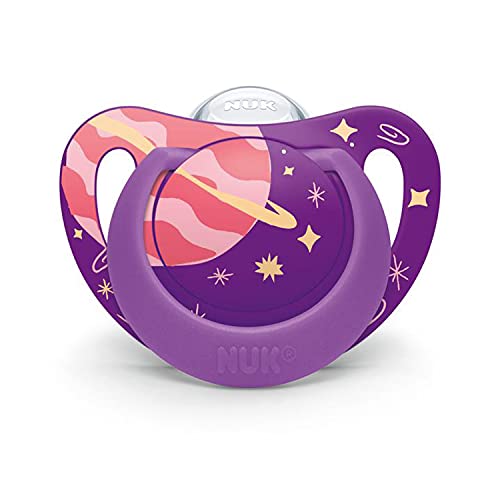 NUK Genius Pacifier, Purple Space, 6-18 Months, 4 Pack