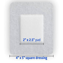 Medline Bordered Gauze Adhesive Island Wound Dressing, 4" x 5" with 2.5" x 2.5" Pad, 15 Per Box