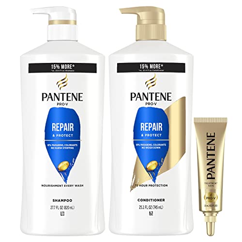 Pantene Shampoo, Conditioner And Hair Treatment Set, Repair & Protect For Damaged Hair, Safe For Color-Treated Hair (1,580 mL Total)