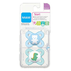 MAM Start Pacifiers (pack of 2 pacifiers), MAM Soother with a Soft Silicone Nipple, Best Pacifier for Breastfed Babies, Newborn Baby Boy Essentials