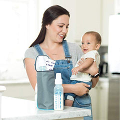 J.L. Childress Breastmilk Cooler & Baby Bottle Bag, Insulated & Leak Proof, Ice Pack Included, Single Bottle, Grey/Teal