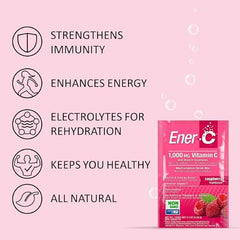 Ener-C Variety Pack Multivitamin Drink Mix, 1000mg Vitamin C, Non-GMO, Vegan, Real Fruit Juice Powders, Natural Immunity Support, Electrolytes, Gluten Free, 1-Pack of 30