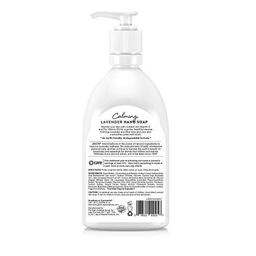 Jason Pure Natural Hand Soap, calming lavender 16 Fl Oz, 473.2 ml (Pack of 1)