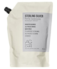 AG Care Sterling Silver Toning Conditioner - Vegan Purple Conditioner for Blonde Hair, Silver, and Grey to Remove Brassiness and Yellow Tones, 33.8 Fl Oz Refill Pouch