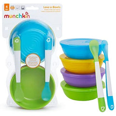 Munchkin Love-A-Bowls, Purple/Yellow/Green/Blue, 10 Count (Pack of 1)