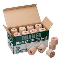 Cramer Eco-Flex Self-Stick Stretch Tape, Cohesive Tape, Flexible Elastic Sports Tape, Athletic Training Supplies, Easy Tear Self-Adherent Bandage Wrap, Bulk Cases, 2" X 5" Yard Rolls, Compression Tape