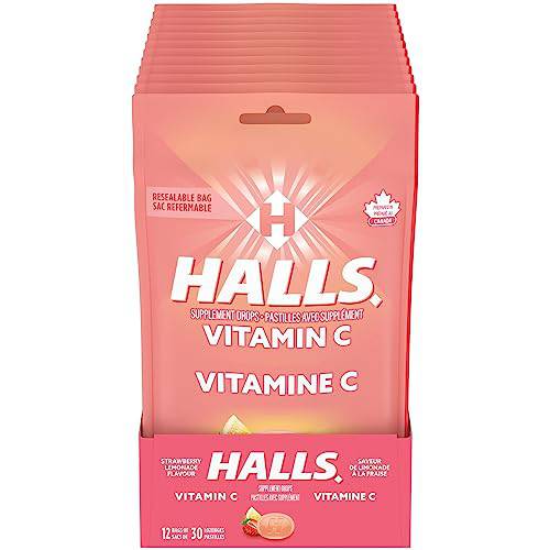 HALLS VITC STRWBRYLEMD BG 30PC, Pack of 12