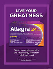 Allegra 24 Hour Allergy Medication, 120 mg, 48 Count Tablets, Non-Drowsy, Fast & Effective Multi-Symptom Relief, Relieves Runny Nose, Sneezing, Watery Eyes, Itchy Throat