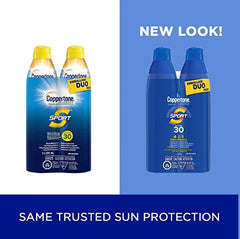Coppertone Sport Sunscreen Spray SPF 30 Duo Pack (2x222 mL), Lightweight and Water-Resistant Sun Protection, Stays On Strong When You Sweat