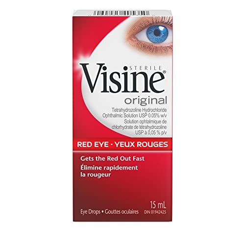 Visine Original Eye Drops, Eye Irritation, Dust, Smoke, Dry Eyes, Red Eyes, Tetrahydrozoline Hydrochloride Ophthalmic, 15mL