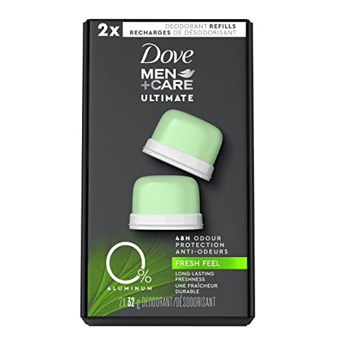 Dove Men+Care Ultimate 0% aluminum Refillable Deodorant Kit for long-lasting freshness Fresh Feel deodorant for men with 48h odour protection 32 g pack of 2