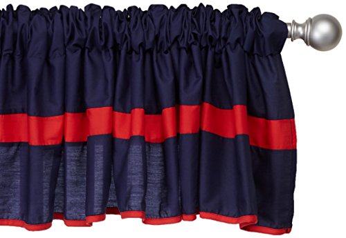 Baby Doll Bedding Solid Stripe Window Valance, Navy/Red