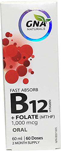 GNA Natuals Vitamin B12 with Folate Vegan Friendly Liquid