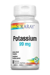 SOLARAY – Potassium, 99mg | Amino Acid Complex | Heart Health & Electrolyte Balance | Dietary Supplement | Vegan, Lab Verified | 100 Vegetarian Capsules