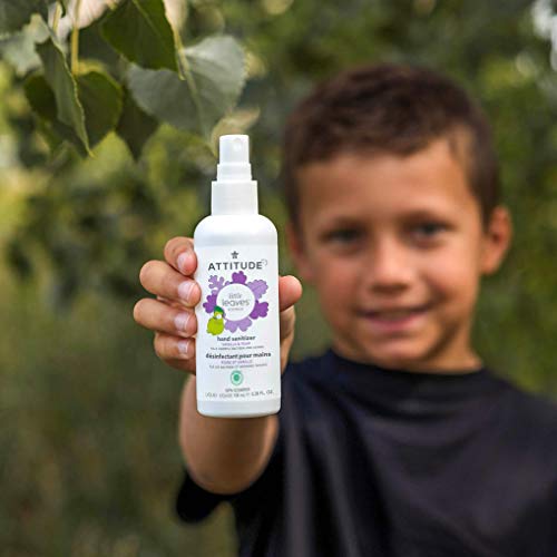 ATTITUDE Hand Sanitizer Spray for Kids & Adults, EWG Verified, Vegan & Cruelty-Free, Vanilla & Pear, 100 mL (Spray Bottle)