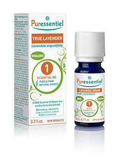 Puressentiel True Lavender Organic Essential Oil - Used in aromatherapy as a calmative - Helps to treat colds, cough, headaches, and digestive discomfort - 100% pure and from natural sources - 10ml