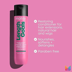 Matrix Hair Conditioner, Length Goals Conditioner For Hair Softening, Hair Detangler, Improves Manageability, For Hair Extensions, For Natural Hair, For Wigs, Paraben-Free, 300ml (Packaging May Vary)