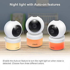 VTech LM918-2W Video Baby Monitor with 5" Screen, Pan Tilt Zoom, Sound Activated Night Light & Glow-On-The-Ceiling Projection, Night Vision, 2 Cameras, Multiple Viewing Options, White