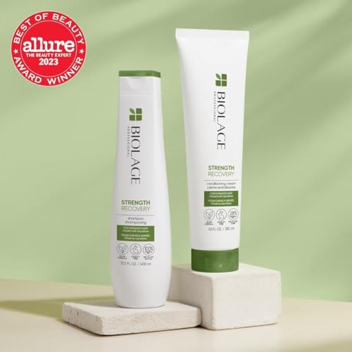 BIOLAGE Shampoo, Strength Recover Shampoo for Damaged Hair, Gently Cleanses and Reduces Breakage, For All Damaged & Sensitized Hair Types, Replaces Keratin Dose & Fiber Strong, Vegan