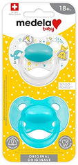 Medela Baby Pacifier | 18+ Months | BPA-Free | Lightweight & Orthodontic | 2-Pack | Turquoise Blue and White with Baby Animals