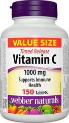 Webber Naturals Vitamin C Timed Release 1,000 mg, 150 Tablets, For Bones, Teeth, Immune and Antioxidant Health, Vegetarian - Zecoya