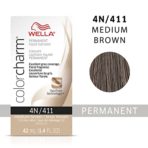 Wella ColorCharm Permanent Liquid Hair Color, 4N Medium Brown