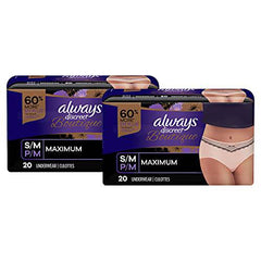 Always Discreet Boutique, Incontinence & Postpartum Underwear For Women, Maximum Protection, Small/Medium, 20 Count