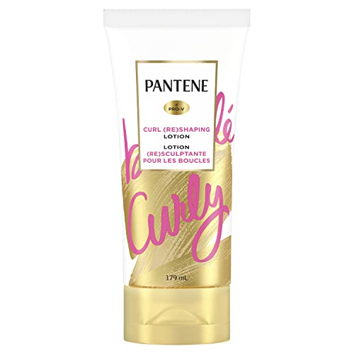 Pantene Hair Lotion, Moisturizing, for Curly Hair, Cream Reshapes and Defines Curls with Vitamin B5, Safe for Color Treated Hair, Pro-V, 179 mL