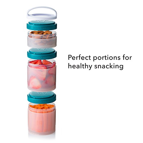 Whiskware Stackable Snack Containers for Kids and Toddlers, 3 Stackable Snack Cups for School and Travel, Coral Color