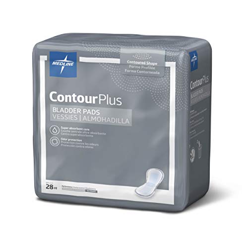 Medline ContourPlus Bladder Control Pad for Incontinence, Ultimate, 8" x 17", 28 per bag