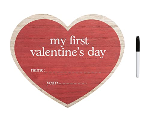 Kate & Milo My First Valentine's Day Fill-in Photo Prop, Baby's First Holiday Customizable Board, Newborn Picture Sign with Marker, Gift for New and Expecting Moms, Red Heart