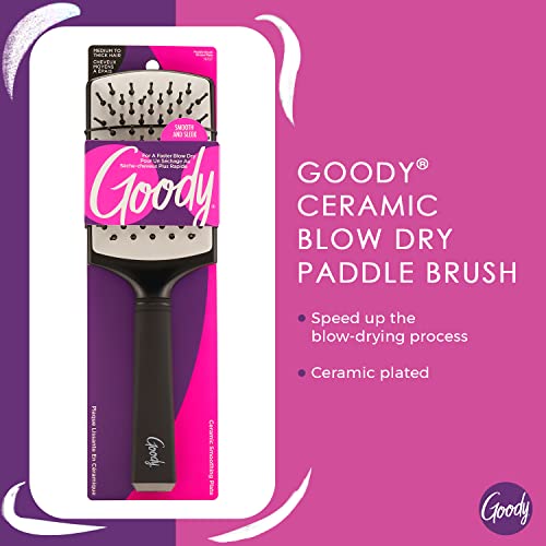 Goody Ceramic Blow Dry Paddle Brush - Flexible Cushion with Protective Coating - Pain-Free Detangler Comb for Women, Men & Kids - Removes Knots and Tangles, for Natural, Straight, Thick & Curly Hair