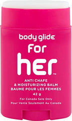 Body Glide For Her Moisturizing Anti Chafe Balm Stick (for Canadian Sale Only), 42g, Magenta