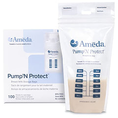 Ameda Pump'N Protect Breast Milk 6oz Storage Bags, 100pc, Resealable Breast Milk Storage Bags for Refrigerator or Freezer, BPA Free, Breastfeeding Equipment & Pumping Accessories