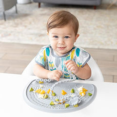 Bumkins Baby Silicone Sensory Placemat, Toddler Placemat, Suction Placemat for Restaurants, Feeding for High Chairs and Tables, Baby Led Weaning, Ages 6 Months Up Gray-pmi