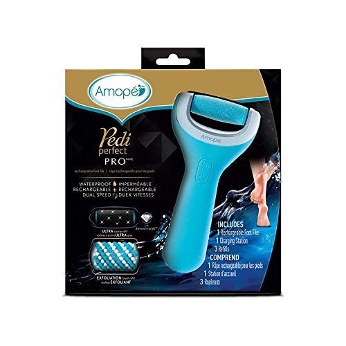 Amope Pedi Perfect Wet & Dry Rechargeable Foot File, 2 ct, Regular Coarse (product packaging may vary)