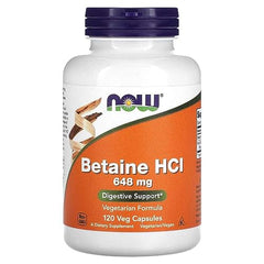 Now Foods Betaine HCL 648mg with protease 120vcap