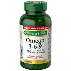 Omega 3 6 9 Fish Oil Softgels, Helps Support Cognitive Health and Brain Function, 1200mg