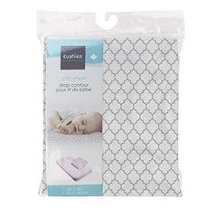 Kushies Baby Fitted Crib Sheet, White/Grey Ornament