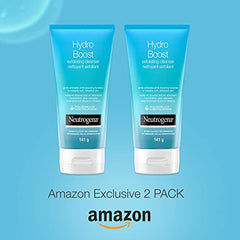 Neutrogena Hydro Boost Exfoliating Face Scrub - Hyaluronic Acid and Aha - Gel Cream Face Cleanser - Non-comedogenic - Blue, Pack of 2 (2x141ml)