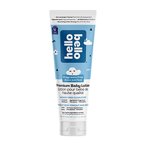 Hello Bello Baby Lotion - Fragrance Free | Dermatologist-Tested & Hypoallergenic for Sensitive Skin - Thoughtful Ingredients - Nourishing & Non-Greasy | 250 Milliliters