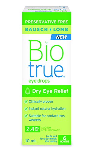 Biotrue Preservative Free Eye Drops for Dry Eyes, Natural Moisturizer Hyaluronic Acid, Lubricating Eye Drop for Long-Lasting Dry Eye Symptom Relief, Preservative-Free MultiDose System, 10mL