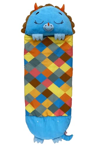 Happy Nappers - Perfect Play Pillow| Large Size - 30'' Pillow Extends to 66'' Sleeping Bag - Timmy Triceratops, Multicolor, 6766IT